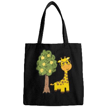 Discover Funny giraffe and tree drawing Bags