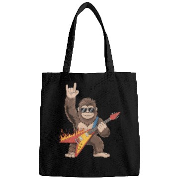 Discover Bigfoot Playing Guitar Rock On Sasquatch Bags