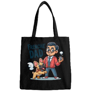 Discover Frenchie Dad Cartoon Design Bags