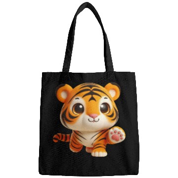 Discover Charming Baby Tiger in Playful Pose Bags