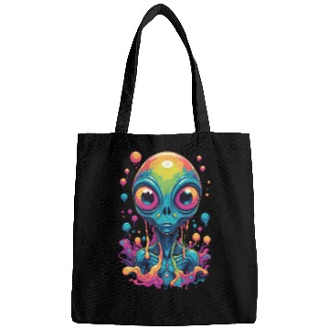 Discover psychedelic alien portrait Bags