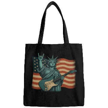 Discover 4th of July Statue Of Liberty Rock Guitar USA Flag Bags