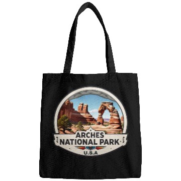 Discover Arches National Park USA Logo Bags
