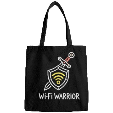 Discover Wi-Fi Warrior Fun Tech Shield Design Nerd Tech Fun Bags