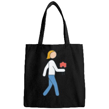 Discover Person walking with flowers in hand Bags