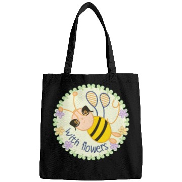 Discover Happy Bee with Flowers - Spring Vibes Bags