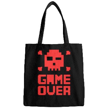 Discover Retro Pixel Game Over Skull Red Gamer Graphic Bags