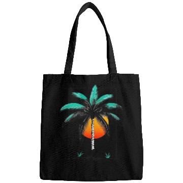 Discover Grayscale Line Drawing Of A Central palm tree Bags