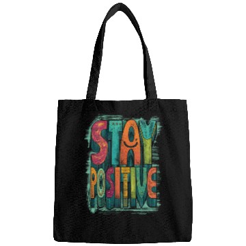Discover Stay Positive – Retro Color Block Text Bags