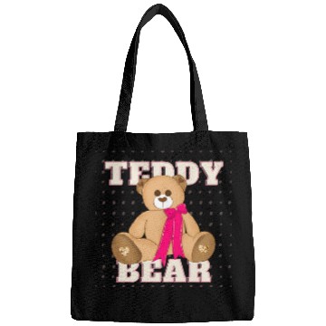 Discover Teddy Bear With A Pink Bow Bags