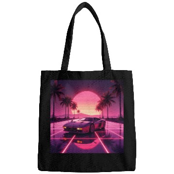 Discover Retro Wave Supercar – 80s Synth Sunset Design Bags