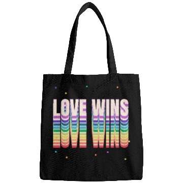 Discover Love Wins Retro Rainbow Pride Typography Bags