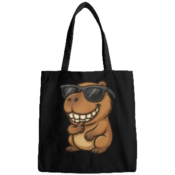 Discover Cool capybara guinea pig sunglasses smile Bags