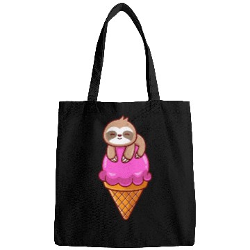 Discover Adorable Sloth on Ice Cream Cone Print Bags