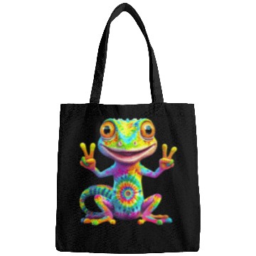 Discover Peace, Love & Lizards – Tie-Dye Gecko Vibes Bags