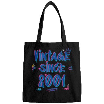 Discover Vintage Since 2001 Graffiti Glitch 24th Bday Vibes Bags