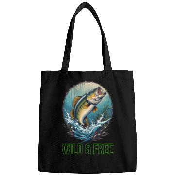 Discover Leaping Largemouth Bass - Wild & Free Art Bags