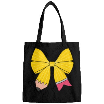 Discover Retro Pencil Coquette Bow Teacher Bags
