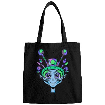 Discover Cute Alien Wearing a Funny Hat Bags