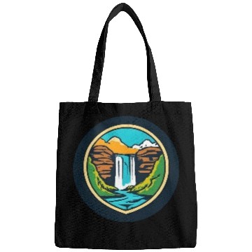Discover Framed Circular Waterfall Landscape - Bold Nature Bags