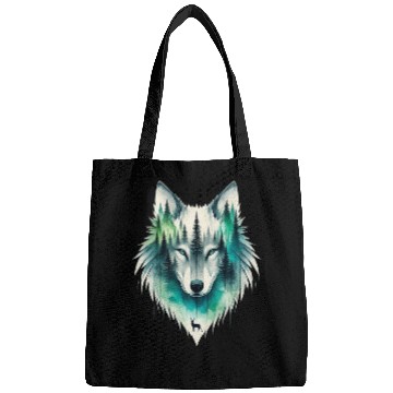 Discover Majestic Wolf with Nature Elements Design Bags