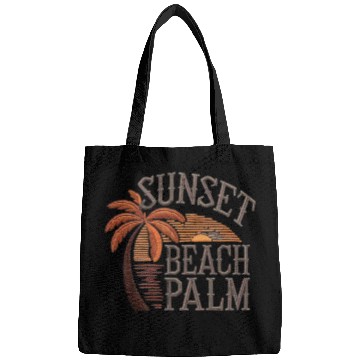 Discover Sunset Palms Beach Scene Design Bags