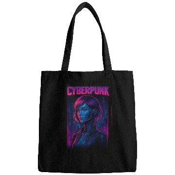 Discover Cyberpunk Future: Neon Cityscape and Cyborg Bags