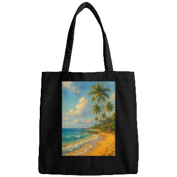 Discover Tropical Serenity – Peaceful Beach Landscape Art Bags