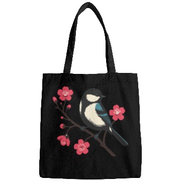 Discover Cherry Blossom Bird - Spring Serenity Art Bags