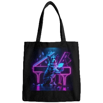 Discover Dog Playing Piano Music Lover Funny Bags