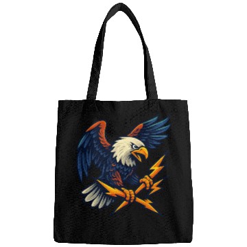 Discover Bald Eagle with Lightning Bolts Bags Design
