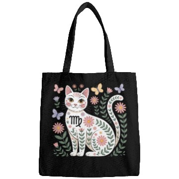 Discover Virgo Zodiac Cat with Daisies Bags