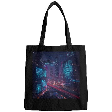 Discover Neon cyberpunk city digital dreamer for men Bags