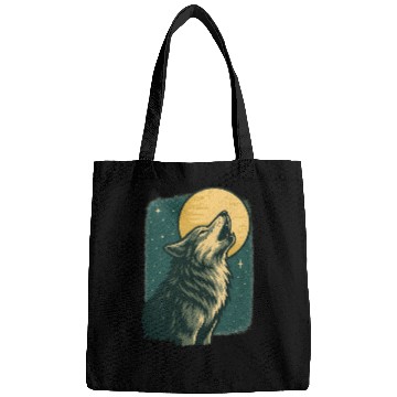 Discover Lone wolf howl at the moon Bags