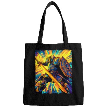 Discover Epic Fantasy Knight In Vibrant Battle Energy Art Bags