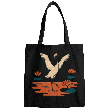 Discover Serene Crane & Lotus Design Bags