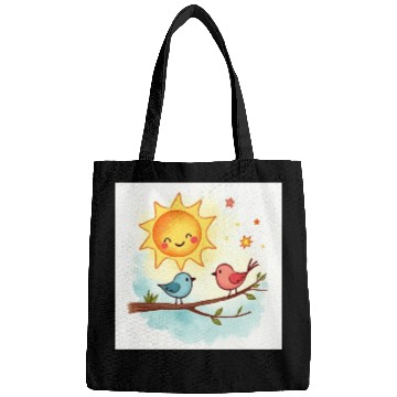 Discover Cheerful Sun and Heart Illustration Bags