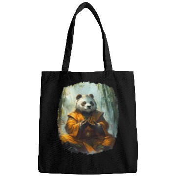 Discover Meditating Panda In The Zen Bamboo Forest Bags