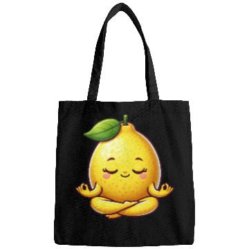 Discover Cute lemon yoga meditation relaxation cartoon Bags