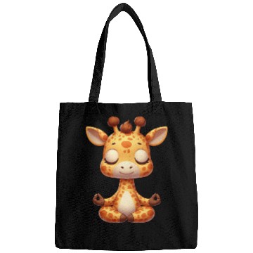Discover Cute giraffe yoga meditation relaxation cartoon Bags