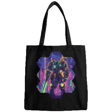 Discover Bright Sci Fi Warrior In Neon Colors Bags