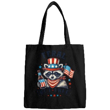 Discover Feral but Free Funny 4th of July Raccoon Bags