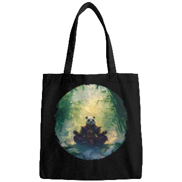 Discover Panda Meditates In A Bright Bamboo Forest Bags