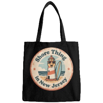 Discover Beach Vibes_ New Jersey Shore Lighthouse Vintage Bags