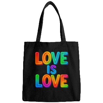 Discover Love Is Love – Neon Rainbow Pride Statement Bags
