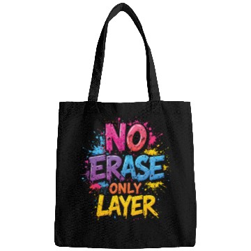 Discover NO ERASE ONLY LAYER - Bold 3D Typography Art Bags