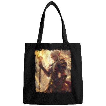 Discover Fiery Elf Mage with Glowing Magical Staff Design Bags