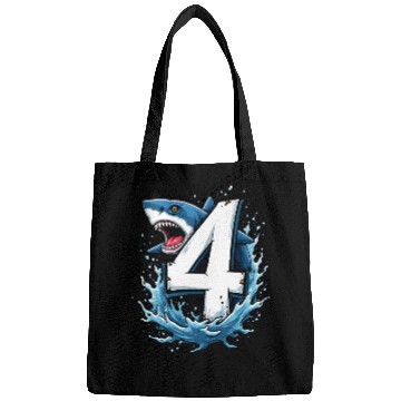 Discover Shark Children Birthday with Number 4 Splash Bags