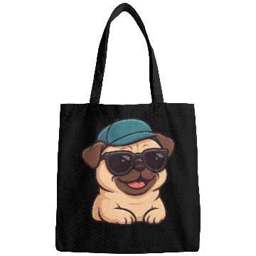 Discover Cool pug with sunglasses summer joy cartoon Bags