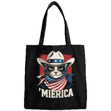 Discover Funny Patriotic USA Pride 'Merica Cat Lovers Bags